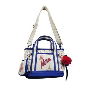 Aeropostale Heritage Mini Canvas Duffel Bag - White/Blue/Red - NWT